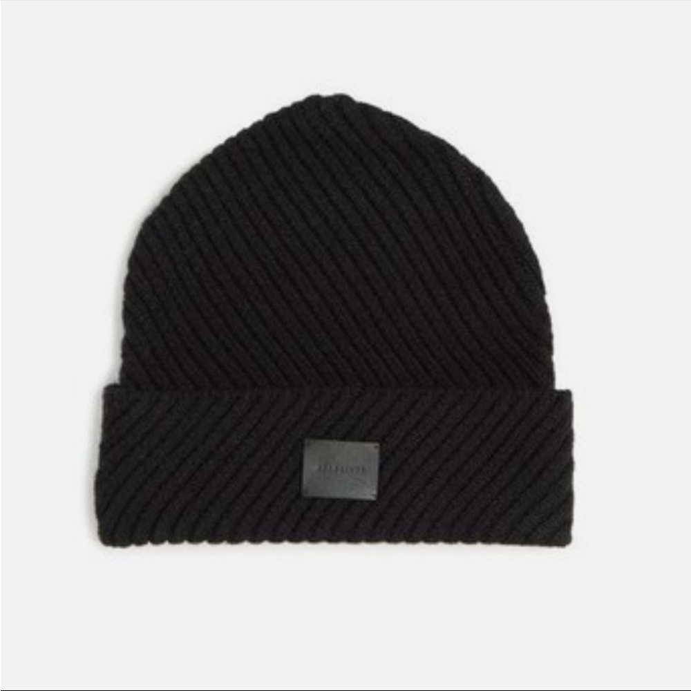 ❌SOLD❌NWOT All Saints Beanie Traveling Rib Cuff Wool Blend Black